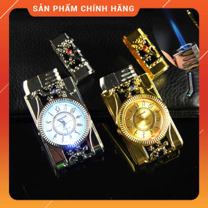 Vỏ Bật Lửa Hộp Quẹt Khò Ga Kiêm Đồng Hồ Khắc Họa Tiết Rồng Vàng/Thằn Lằn Có Đèn Led Cao Cấp (KHÔNG XĂNG KHÔNG GAS) Bật Lửa Dùng Gas Chống Gió - Lazada