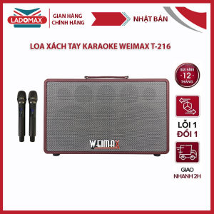 Loa Karaoke xách tay WEIMAX T-216 | Công suất 750W Bluetooth 5.0 2 Bass 16cm Pin 6h Thiết kế 9 đường tiếng chống hú và chống nhiễu kèm 2 micro không dây chính Hãng - Bảo hành 12 tháng