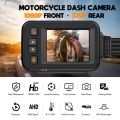 Motorcycle Camera Dash Cam, 2Inch IPS Screen 1080P+720P Dual AHD Bike Dashcam G-Sensor Parking Mode Driving Recorder Black. 