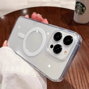 Clear Magnetic Wireless Charging Phone Case iPhone 16 ProMax16 Pro15 ProMax15 Pro15SM S24 Ultra
