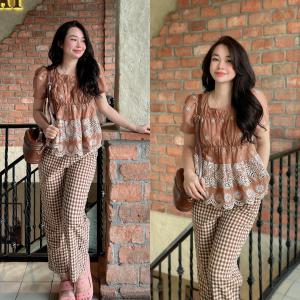 Set Đồ Bộ Áo Babydoll XÔ THÊU + Quần KATE Baggy Nữ Top (Hàng thiết kế) Thời Trang
