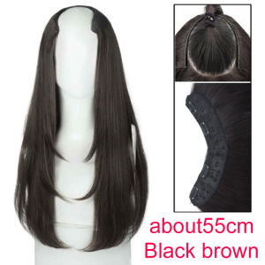 55cm Synthetic U-shaped Layered Long Hair Extension Natural Invisible Hairpiece Wig for Women