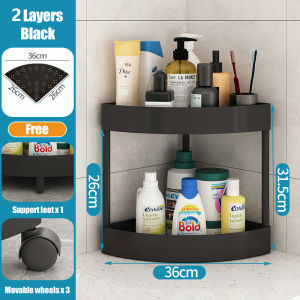 2/3/4/5 Tier Corner Storage Rack with Wheels Bathroom Organizer Rolling Shelf for Kitchen Laundry Room Toiletries Shampoo Towels and Household Items