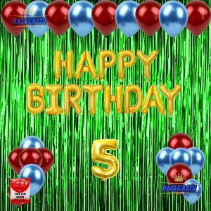 Paket Dekorasi Pesta Balon Happy Birthday Gold Set Dekor Ulang Tahun Tirai Hijau Simple