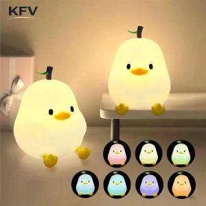 KFV Cute Pear Night Light 7-Color Dimmable Touch-Controlled Night Light Silicone Stress Reducing Pat Duck Lamp USB Rechargeable