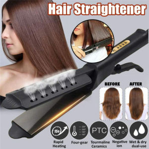 Professional Hair Straightener Catokan Pelurus Rambut Four-gear Temperature Adjustment Ceramic Tourmaline Ionic Flat Iron Hair Straightener for Women Widen Panel