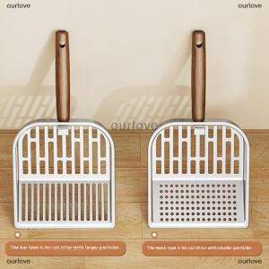 [COD] ourlove Stainless Steel Cat Litter Scoop Long Wooden Handle Pet Waste Shovel Cleaning Tool Long Handled Hollow Shovel Cats Supplies