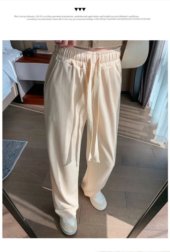 TB ice Silk Wide-Leg Muslimah Pants Women's Summer Thin Loose Casual Trousers  High-Waisted Straight-Pants - Stella's Fashion