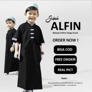 "Izdihaar store77" Jubah Gamis Anak Laki Laki Model Alfin Baju Koko Anak Bonus