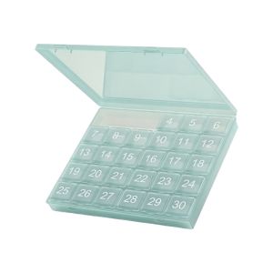 CNAIFE2 Squeeze-to-Open Monthly Pill Organizer Plastic Transparent Daily Medcine Container 4 Weeks One Month Pill Cases Leakproof 30 Day Pill Case for Vitamins