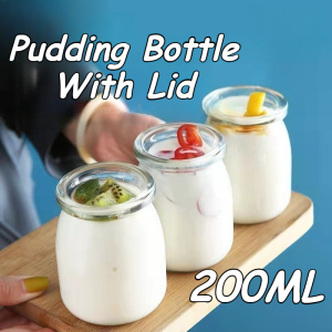 200ML Pudding Bottle Glass Jars Clear Yogurt Jars With Lids Pudding Container Jar Cover Pudding Jar