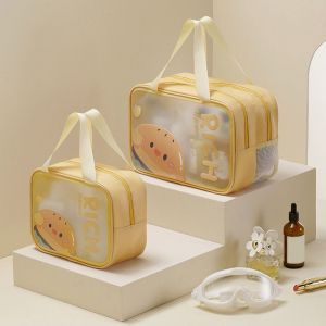 BAIXL Transparent Cartoon PVC Cosmetic Bag Waterproof Large Capacity Cosmetics Storage Bag Multifunctional Cute Wash Bag for Home