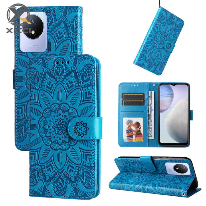 XICCI Flip Case for Vivo Y02 4G/Y02S/Y22 4G/Y22S/Y10 4G/Y21E 4G/Y21T/Y21A  Phone Case Sunflower Embossing Magnetic Leather Wallet Phone  Lazada