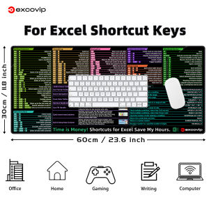 Excovip Chuột Pad Tiếng Anh Excel phím tắt Phiên Bản Cao Cấp Thảm trải lớn khâu viền cạnh mềm mại thoải mái Máy tính để bàn Chống Trượt Máy Tính Xách Tay Học Tập trò chơi máy tính văn phòng Kinh Doanh Ký Túc Xá Quà Tặng