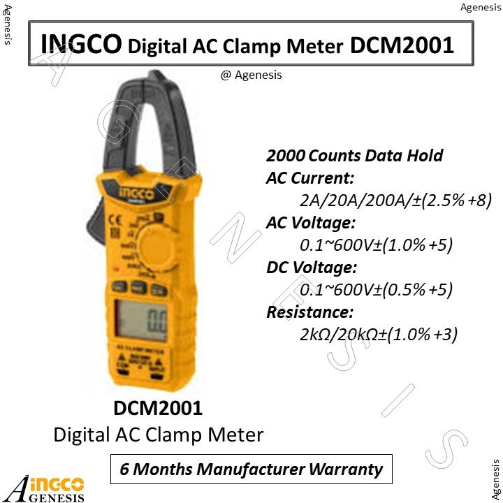 INGCO Digital AC Clamp Meter DCM2001 Lazada Singapore