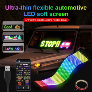 Car Rear Window LED Display USB Dynamic Light Flexible Ultra-thin Smart Bumper Stickers Advertising Scrolling Interactive Soft Screen