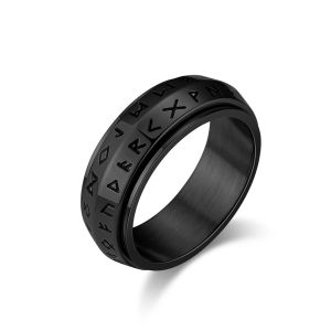 Nhẫn xoay được bằng thép không gỉ dành cho nam giới phong cách Viking giúp giảm căng thẳng lo âu mạ vàng bạc màu đen. AutoMaxion.
