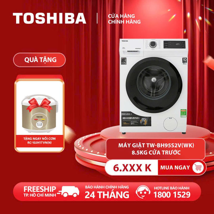 [FREESHIP] Máy Giặt Toshiba Inverter 8.5kg TW-BH95S2V(WK) - Khóa trẻ em, Vệ sinh lồng giặt, Hẹn giờ giặt lên đến 24 giờ, Chương trình giặt nhanh 15 phút, Giặt nước nóng. Hàng chính hãng, bảo hành 2 năm, chất lượng Nhật Bản