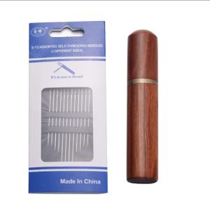 12Pcs /Set Sewing Needle Storage Holder Needles Container Tube Wooden Metal DIY Sewing Tailor Case