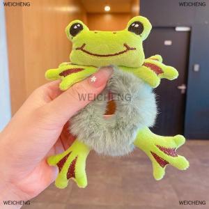 [COD] WEICHENG Cute Cartoon Frog Rubber Band For Girls Plush Ponytail Maruko Hair Tie Elastic Hair Ring Headwear Girls Kids Hair Accessories