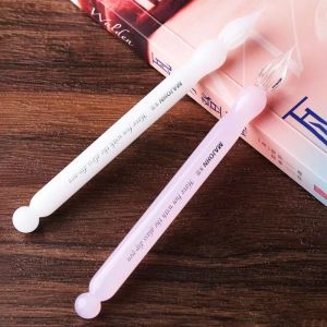 HOUCHU Mini Short Glass Dip Pen Sakura Snow Drawing Hook Line Dipping Pen Signature Flower Body English Writing Fountain Pens School Supplies