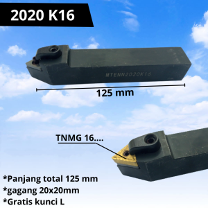 Holder Bubut MTENN 1616 2020 2525 3232 Stang Bubut Netral Untuk Insert TNMG