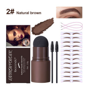 Professional Eyebrow Powder Kit Easy Stamping Brow Stencil Set Brown Black Colors Waterproof Long Lasting Makeup Tools