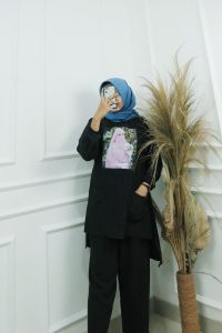 SETELAN JUMBO FLOWERS SET CRINKLE APK SABLON BAJU + CELANA M L XL XXL Oneset Crinkle Jumbo REALPICT