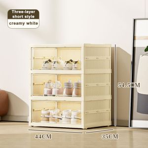 JOVNO Foldable Shoe Box | No Assembly Dustproof Cabinet | Portable Multi-Tier Organizer