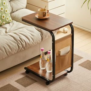 Movable Bedside Table Bedroom Side Table Small Cabinet Table with Wheels Portable Desk