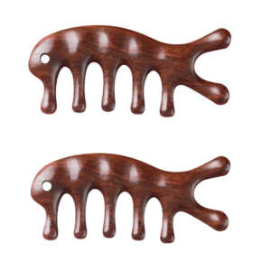 Sandalwood Meridian Massage Comb Relax Body Care Tool Wooden Round Dolphin Head Facial Massage Comb