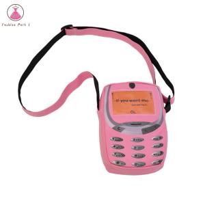 กระเป๋าพาดลำตัวสำหรับผู้หญิงรูปโทรศัพท์น่ารักโทรศัพท์มือถือ3มิติหนังสไตล์พียูกระเป๋าสตางค์ขนาดเล็กเหมาะสำหรับเสื้อผ้าลำลอง