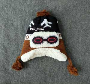 Topi Kupluk Anak Model Pilot Bahan Woll Rajut ( 1 - 3 Tahun )