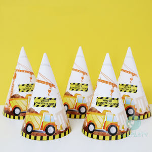 6pcs Construction Birthday Hat for Kids Birthday Party Decorations