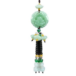 Car-Mounted Green Jade Lotus And Pixiu Pendant For Safe Travel Car Hanging Decoration 汽车挂件进出安全