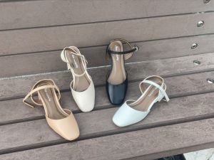 Giày cao gót slingback Anmoldels mũi vuông gót vuông cao 3 phân đủ màu