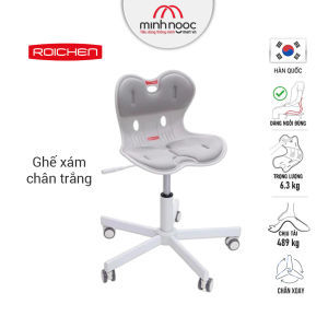 [Ghế Roichen WOW] Ghế chỉnh dáng ngồi đúng  có chân xoay Roichen - WOW Hàn Quốc. Ghế xám chân trắng