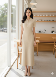 Váy Len Cộc Tay Dáng Dài Mềm Mịn Co Giãn Nhiều