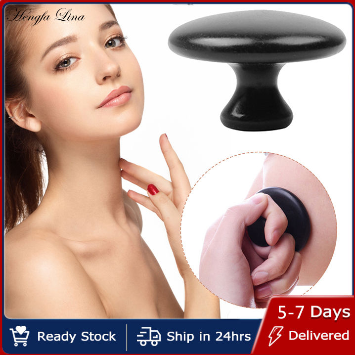 Hengfa Lina Black Basalt Stone Essential Oil Massage Mushroom Shape Spa Energy Stone For Body 