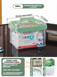 Transparent Medical Box | Double-Layer First Aid Organizer with Handle (S/M/L/XL Sizes) | Lucky Home