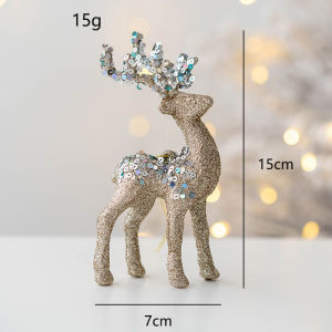 Christmas Reindeer Hanging Ornament Glitter Antlers Flocked Deer Pendant For Tree Wreath Decor