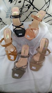 Sandal Wanita Hak Kaca Model Mika Tali Silang COD (Bayar Ditempat)