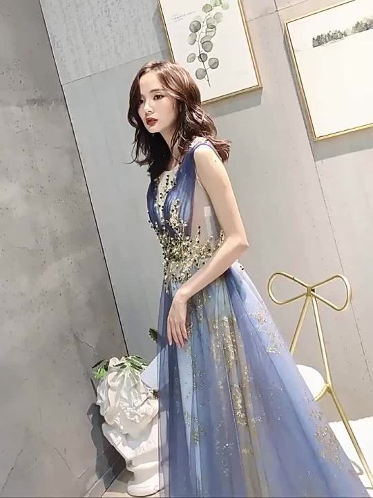 Evening Gown for Women Banquet 2024 New Sequined Annual Meeting Host ...