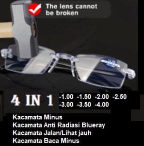 COD EyesE1002 Kacamata Minus dan anti Radiasi Blueray Lihat Jauh dan Buat Jalan Penggunaan Baca Minus Ringan Dan Bagus Free Box Hardcase+Lap