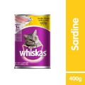 Whiskas Adult Cat Canned Wet Food Sardine Flavor 400g. 