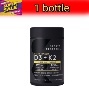 【Buy 3 Get 1 Free】Sports Research D3 + K2 Veggie Softgels Boost Calcium Absorption Support Bone HealthVegetarian Capsule Daily Nutrition Supplement For Adults