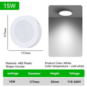 CHENBEN LED Panel Light Ultra-thin Ceiling Lighs Round/Square Surface Mounted Downlight 10W/15W/20W/30W Ceiling Lamp Spotlight for Living Room Kitchen Bedroom Hallway Lighting