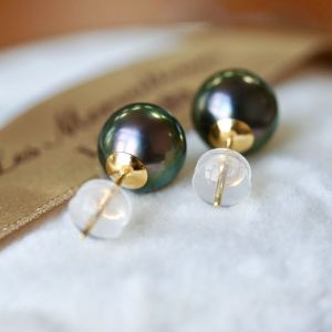 Montagne Jewelry Natural Tahiti Seawater Black Pearl earrings 18k Pure Gold Simple Fashion Fine Jewellery Stud Earring