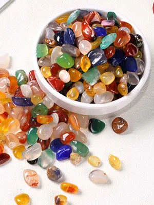 【QIAON】Natural Colourful Gemstones Real Semi-Precious Stones Tumbled Stones Muggle Stones Lucky Stones in Various Sizes 9-12 mm 100 g for Children Aquarium Room Plants Decoration