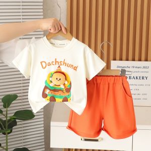 Baby Clothes Sets for Boy Cute Burger Plush T-shirt Shorts 2Pcs Kids Outfit Summer Casual Toddler Clothing Set Suitable 6 Months - 5 Years Old